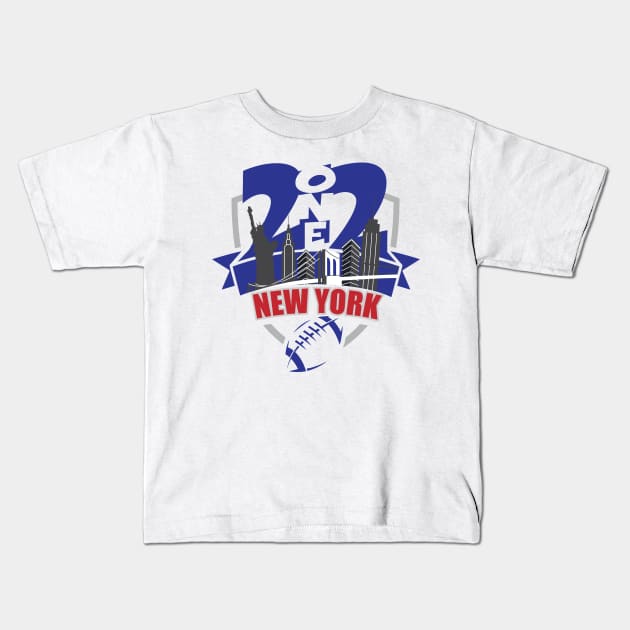 212 New York City Football Blue/Red Kids T-Shirt by AssortedRealitee